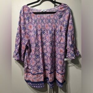 NEW $45 Croft & Barrow Multicolor 3/4 Sleeve Top